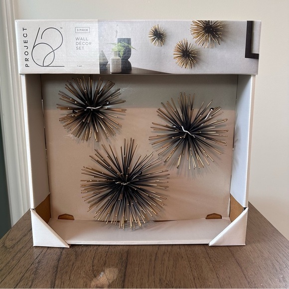 MCM Project 62 Bronze Starburst Wall Art Set 3pc Sea‎ Urchin Modern Decor NEW - Picture 1 of 7